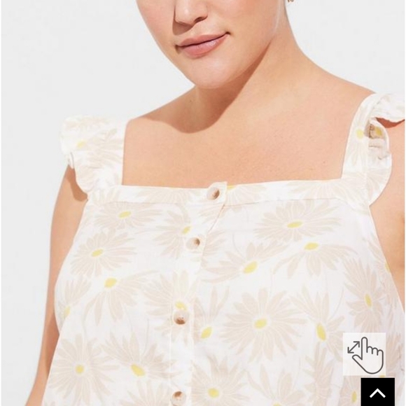 Torrid Double Gauze Ruffle Button Front Tank Top Daisy Daydream BNWT 3 - Picture 2 of 6